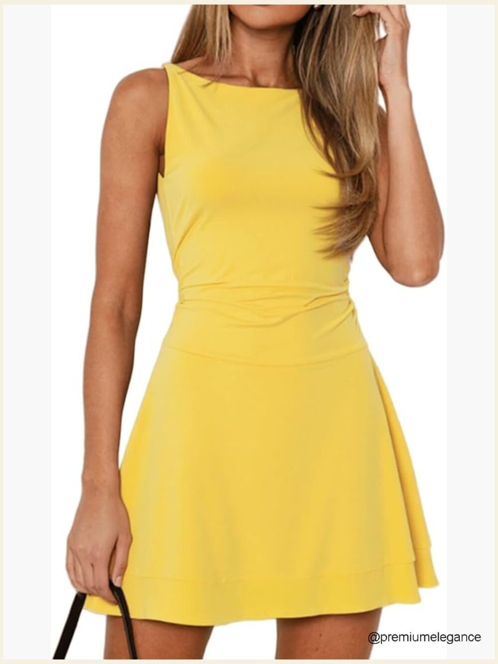 Sleeveless Boat Neck Ruched Mini Dress Tiered Ruffle A-Line Casual Summer